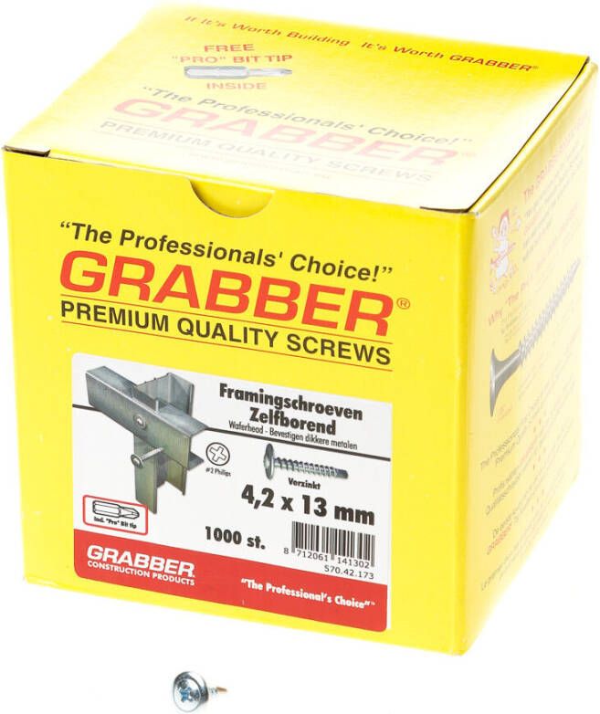 Mtools Grabber framingschroef 4.2x13 waferhead boorpunt verzinkt |