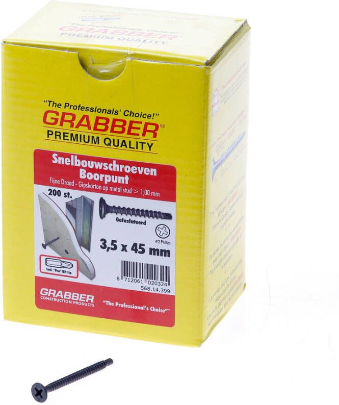 Mtools Grabber snelbouwschroef 3.5x 45 met boorpunt; 200 per verp |