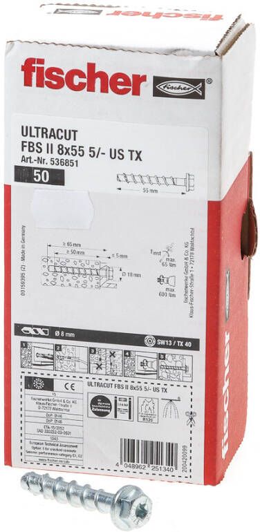 Fischer betonschroef FBS II 8x130 80 65 US TX