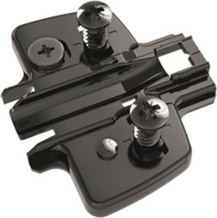 Hettich Montageplaat met euroschr. zwart D = 3 0mm dia 5x12
