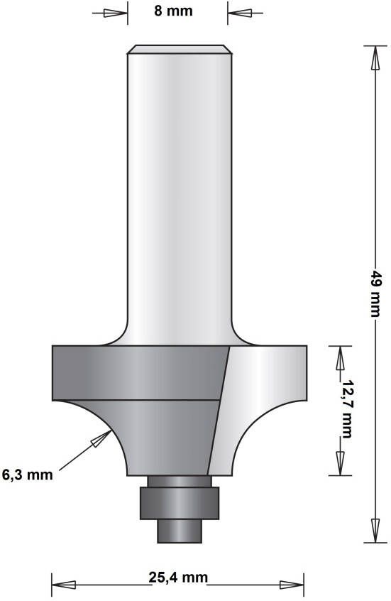 Hikoki Accessoires 8 Mm Afrondfrees (Duivejager) Met Onderlager 25.4X49X6.3 754092