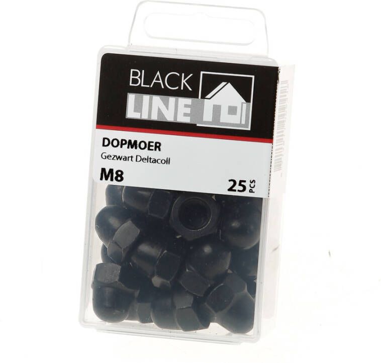Hoenderdaal Dopmoer zwart din1587 M8 Blister(25 stuks)