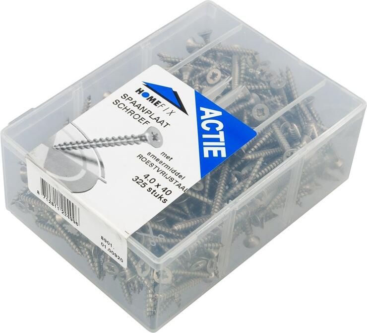 Homefix Actie Spaanplaatschroef Rvs-A2 Pk PZ2 4.0X40 | 325 stuks 8901.01.00920