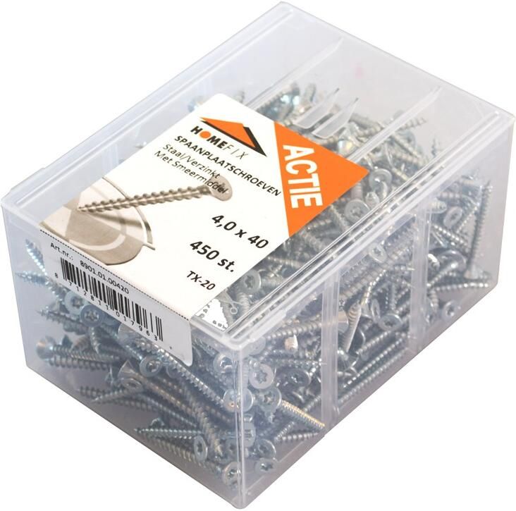 Enzo Homefix Actie-Emmer Spaanplaatschroef Vz Pk +Snijpunt Torx TX20 4.0X40 | 1000 stuks 8920.01.10200 - Foto 4