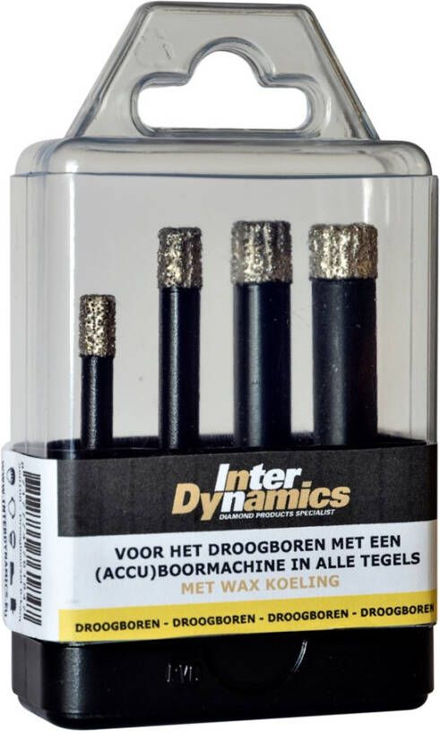 Inter Dynamics Tegelboorset | BlackPower | Voor droogboren | 6 8 10 en 12 mm 960100