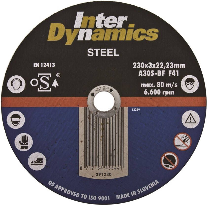 InterDynamics doorslijpschijf 125x3mm 22.23mm metaal | 1 stuks 391125