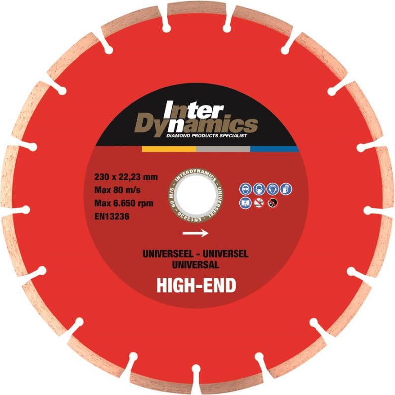 Inter Dynamics InterDynamics Universeel High-End diamantzaagblad 230mm 22.23mm | 1 stuk 143230