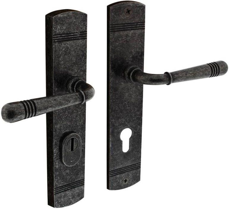 Intersteel Achterdeurbeslag Emily kruk kruk profielcilindergat 72mm met kerntrek beveiliging oud grijs