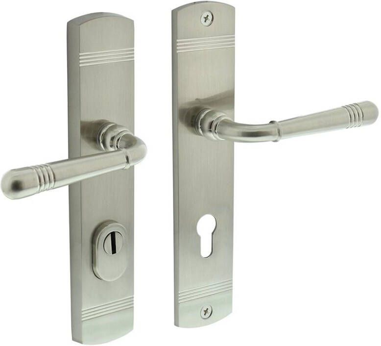 Intersteel Achterdeurbeslag Emily kruk kruk profielcilindergat 72mm met kerntrekbeveiliging nikkel mat