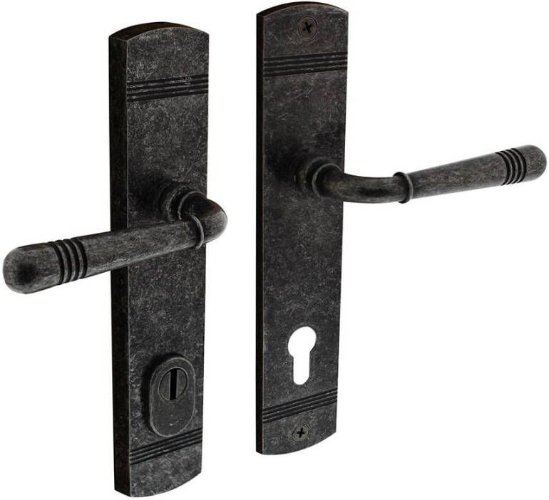Intersteel Achterdeurbeslag Emily kruk kruk profielcilindergat 92mm met kerntrek beveiliging oud grijs