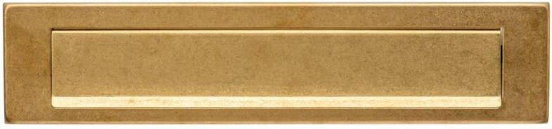 Intersteel Briefplaat rechthoekig 340x75mm met klep regenrand PVD messing getrommeld