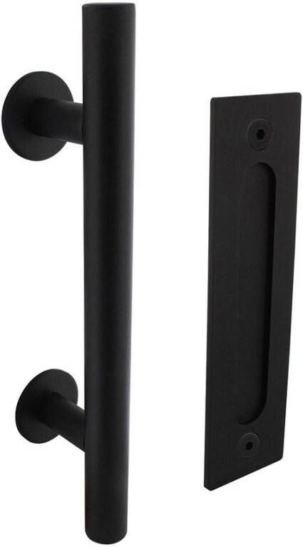 Intersteel Deurgreep T-vorm ø25x305 mm met schuifdeurkom 220mm x 60mm zwart