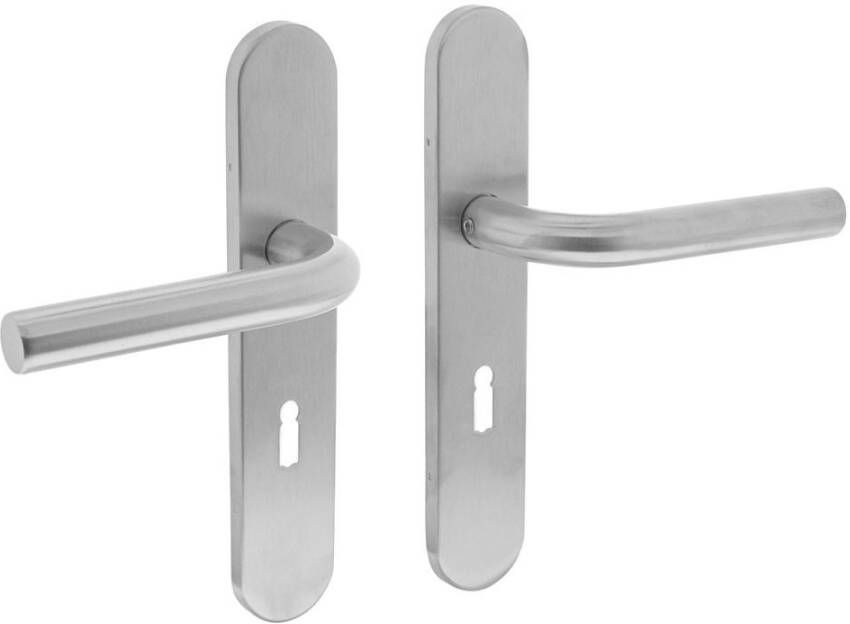 Intersteel Deurkr.Recht schild sl.gat 56 mm rvs geborst.