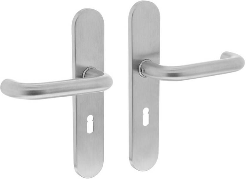 Intersteel Deurkr.Rond schild sl.gat 56 mm rvs geborst.