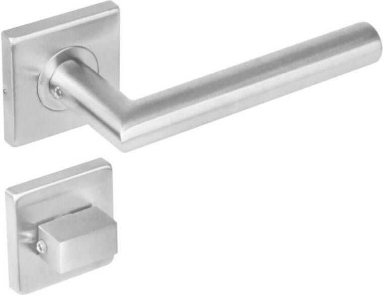 Intersteel Deurkruk 1242 rechte Hoek 90°op rozet vierkant met WC8mm RVS
