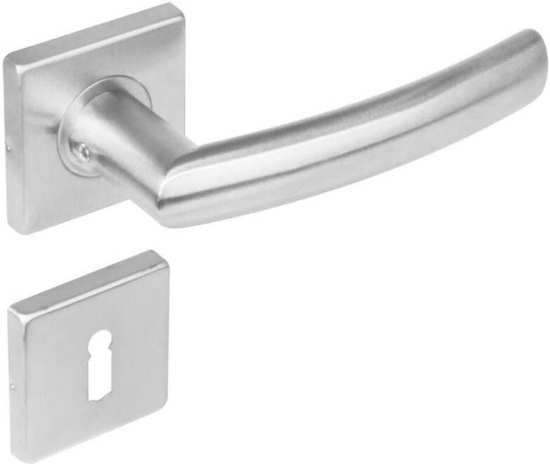 Intersteel Deurkruk 1248 Blok op rozet vierkant met sleutelgat plaatjes RVS
