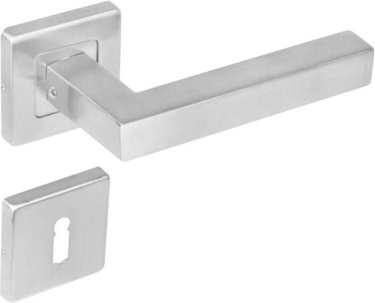 Intersteel Deurkruk 1249 Vierkant op rozet vierkant met sleutelgat plaatjes RVS