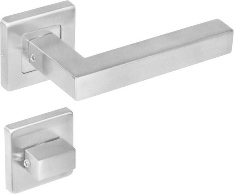 Intersteel Deurkruk 1249 Vierkant op rozet vierkant met WC8mm RVS
