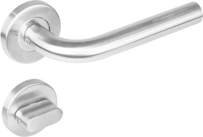 Intersteel Deurkruk 1270 Recht op rond rozet staal met 7mm nok met WC 8mm RVS