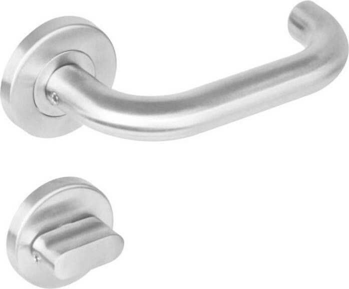 Intersteel Deurkruk 1271 Rond op rond rozet staal met 7mm nok met WC 8mm RVS
