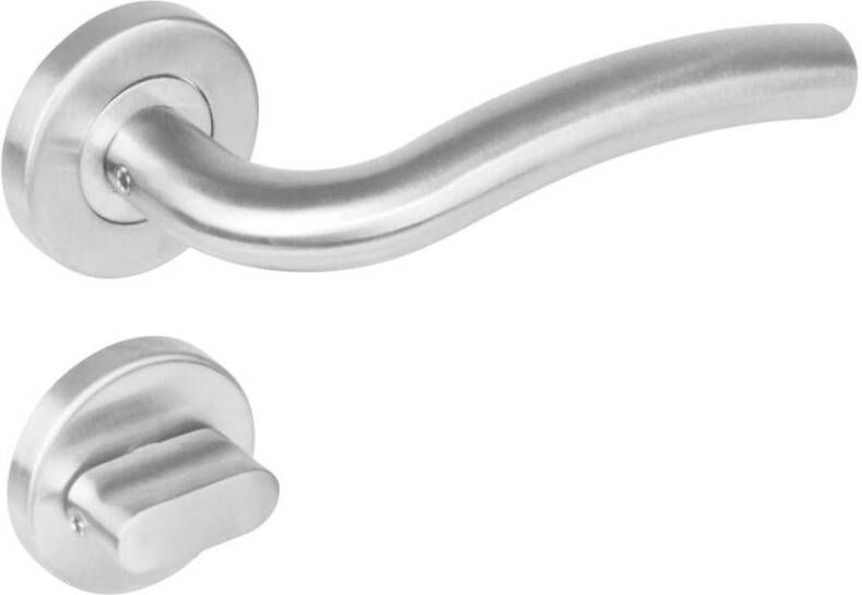 Intersteel Deurkruk 1275 Lisa op rond rozet staal met 7mm nok met WC 8mm RVS