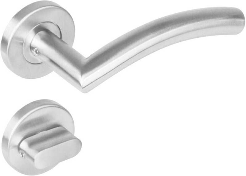 Intersteel Deurkruk 1276 Lisa 90°op rond rozet staal met 7mm nok met WC 8mm RVS