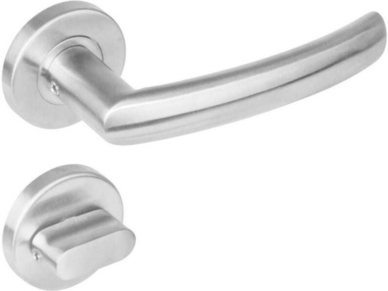 Intersteel Deurkruk 1278 Blok op rond rozet staal met 7mm nok met WC 8mm RVS