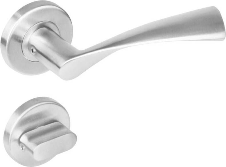 Intersteel Deurkruk 1279 Vlinder op rond rozet staal met 7mm nok met WC 8mm RVS