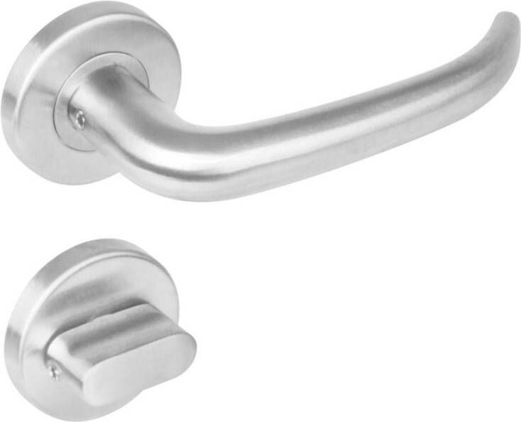 Intersteel Deurkruk 1282 Sabel op rond rozet staal met 7mm nok met WC 8mm RVS