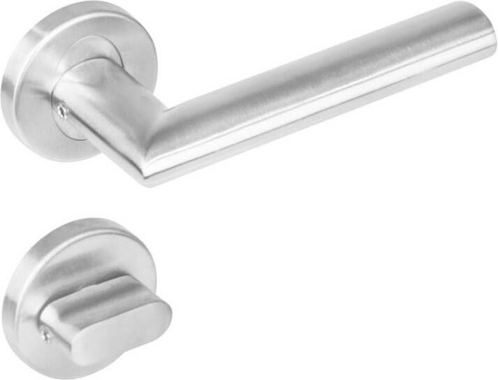 Intersteel Deurkruk 1283 Girona op rond rozet staal met 7mm nok RVS + WC8
