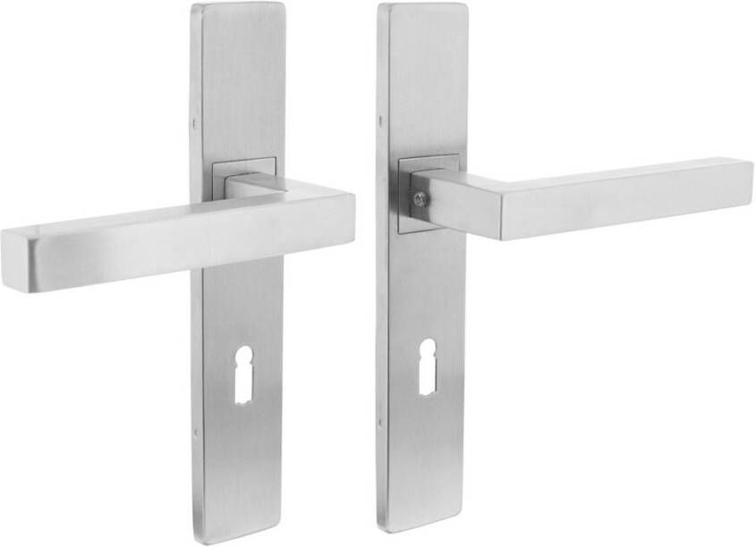 Intersteel Deurkruk 1337 Vierkant op verdekt schild rechthoek SL 72mm met nokken 7mm RVS EN1906 4