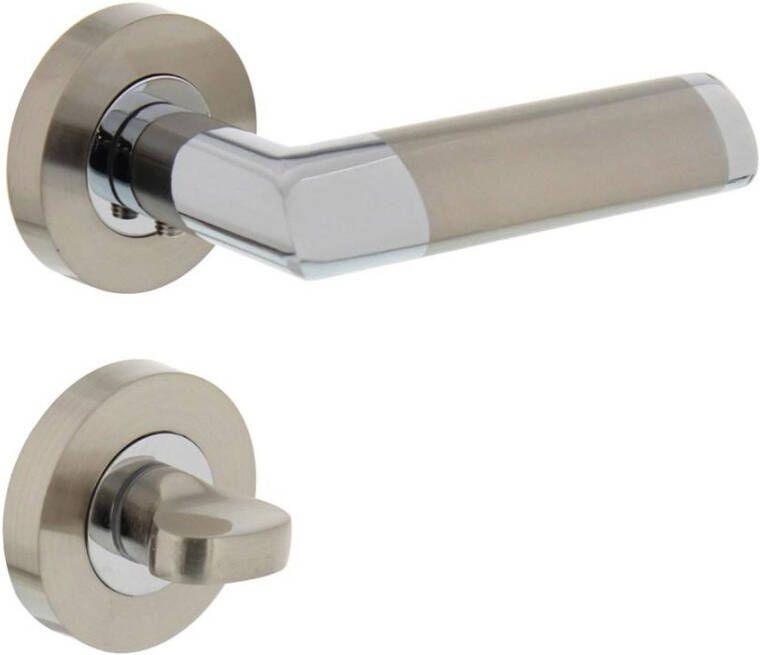 Intersteel Deurkruk 1685 Nicol op rond rozet 7mm nokken met WC8mm chroom nikkel mat