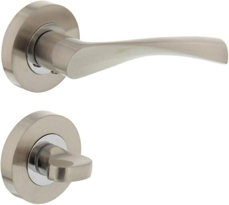 Intersteel Deurkruk 1687 Giussy op rond rozet 7mm nokken met WC6mm nikkel mat