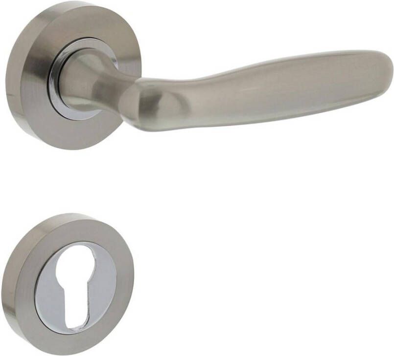 Intersteel Deurkruk 1692 Bjorn op rond rozet 7mm nokken met profielcilindergat plaatjes nikkel mat