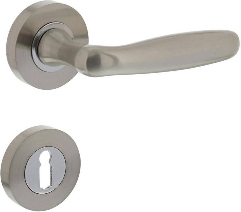 Intersteel Deurkruk 1692 Bjorn op rond rozet 7mm nokken met sleutelgat plaatjes nikkel mat