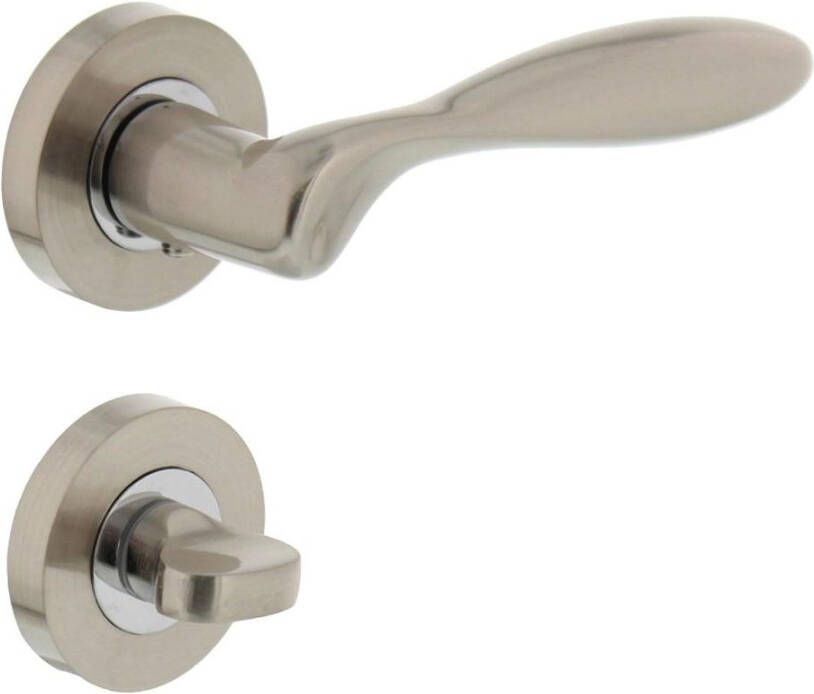 Intersteel Deurkruk 1695 George op rond rozet 7mm nokken met WC8mm nikkel mat