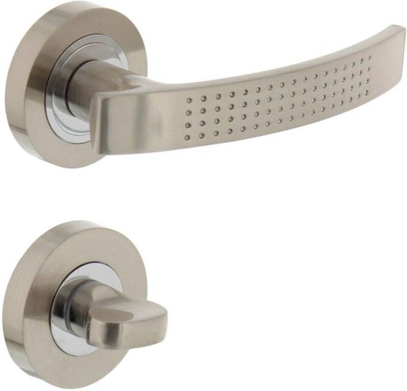Intersteel Deurkruk 1696 William op rond rozet 7mm nokken met WC8mm nikkel mat