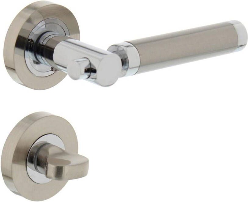 Intersteel Deurkruk 1698 Birgit op rond rozet 7mm nokken met WC8mm chroom nikkel mat