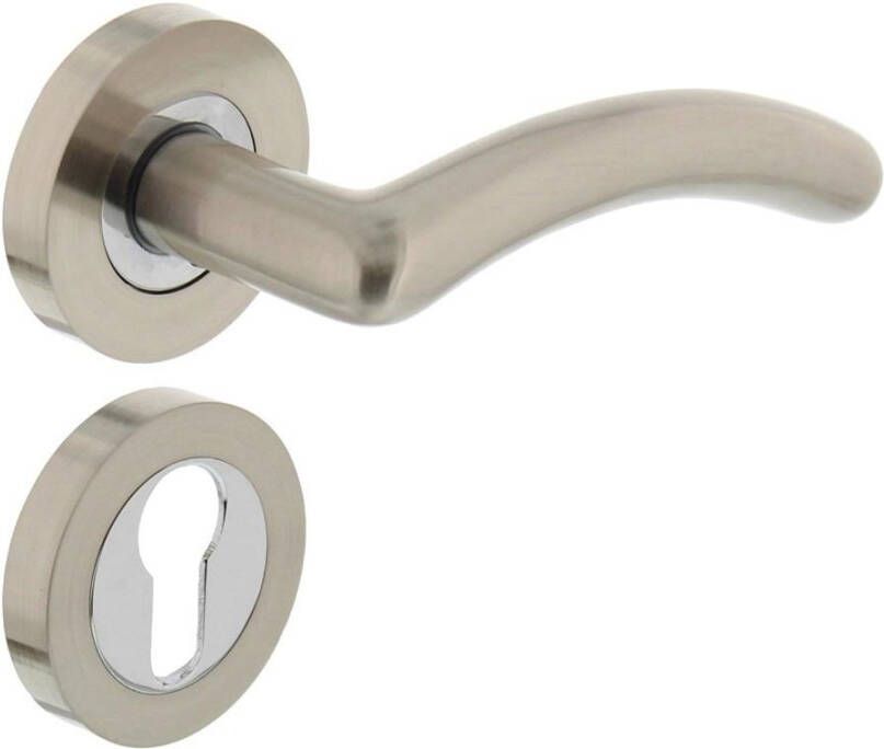Intersteel Deurkruk 1699 Marieke op rond rozet 7mm nokken met profielcilindergat plaatjes nikkel mat