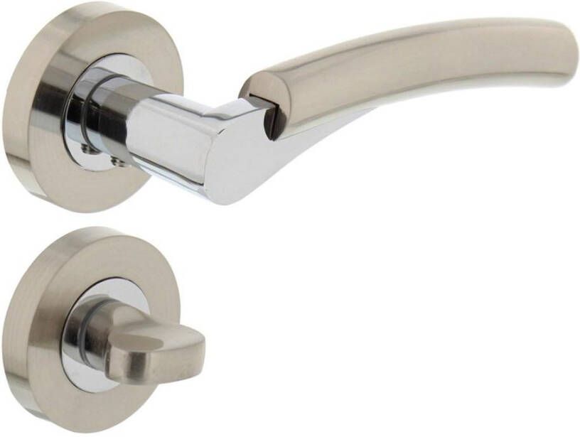 Intersteel Deurkruk 1700 Bryan op rond rozet 7mm nokken met WC8mm chroom nikkel mat