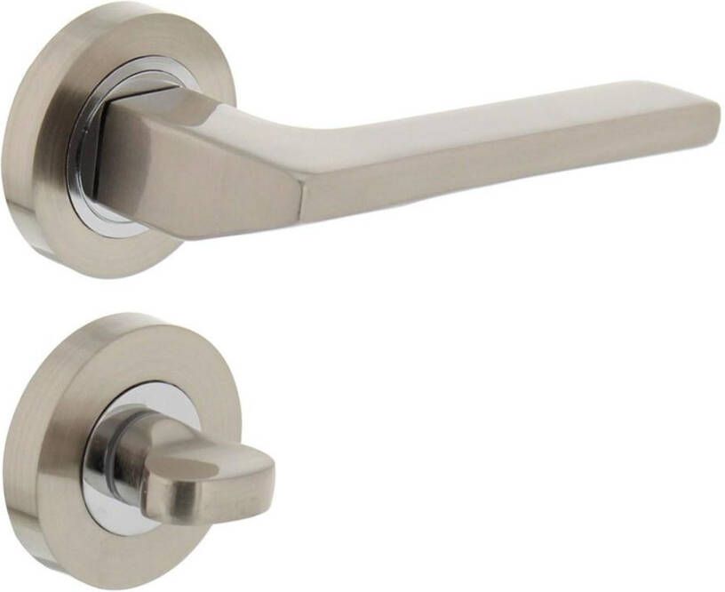 Intersteel Deurkruk 1705 Ben op rond rozet 7mm nokken met WC8mm chroom nikkel mat