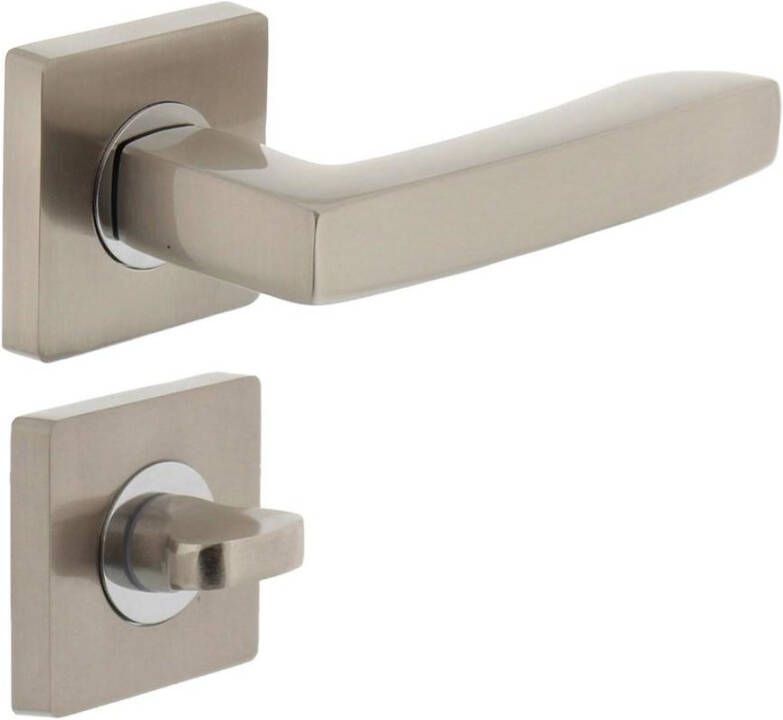 Intersteel Deurkruk 1714 Dean op vierkant rozet 7mm nokken met WC8mm chroom nikkel mat