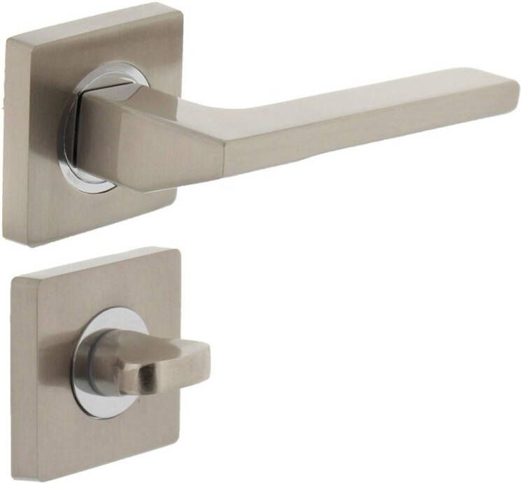 Intersteel Deurkruk 1715 Ben op vierkant rozet 7mm nokken met WC8mm chroom nikkel mat