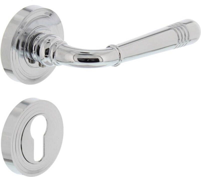 Intersteel Deurkruk 1725 Emily op rond rozet 7mm nokken met profielcilindergat plaatjes chroom