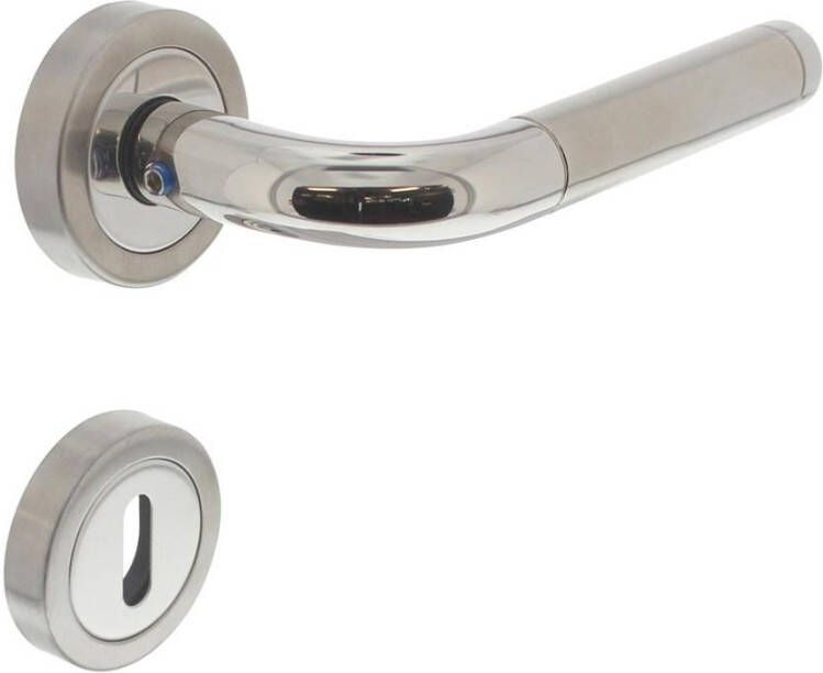 Intersteel Deurkruk Agatha met geveerde rozet met sleutelgat plaatjes ATP RVS