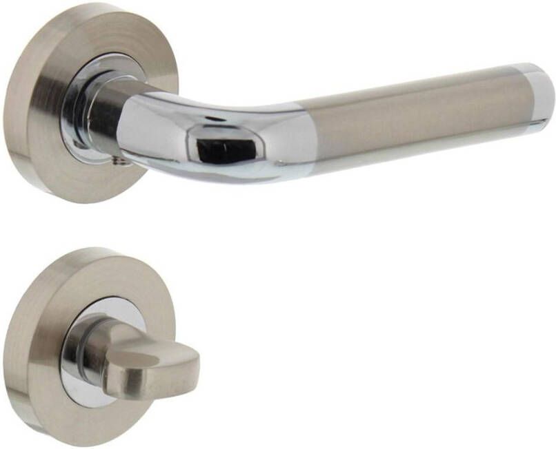 Intersteel Deurkruk Agatha op rond rozet 7mm nokken met WC8mm chroom nikkel mat