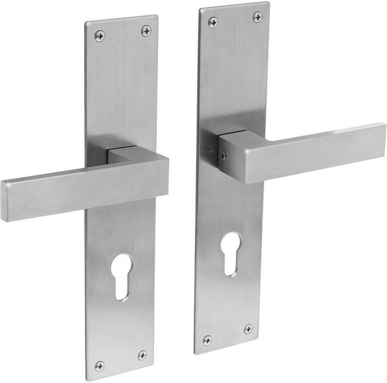Intersteel Deurkruk Amsterdam met schild 250x55x2mm profielcilindergat 72mm rvs