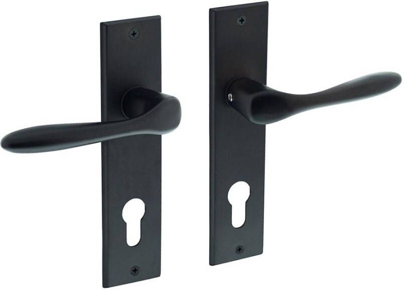 Intersteel Deurkruk Banaan met schild 181x41x7mm profielcilindergat 72mm mat zwart