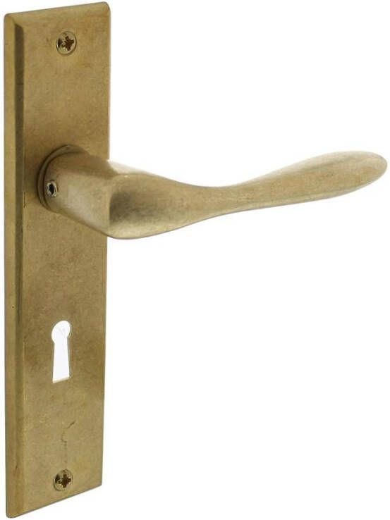 Intersteel Deurkruk Banaan met schild 181x41x7mm sleutelgat 56mm messing getrommeld