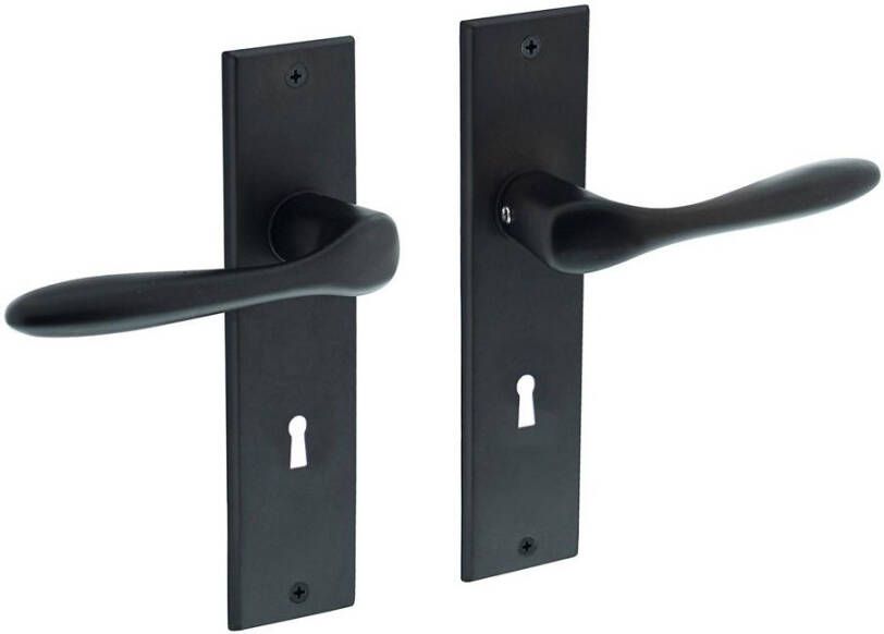 Intersteel Deurkruk Banaan met schild 181x41x7mm sleutelgat 72mm mat zwart